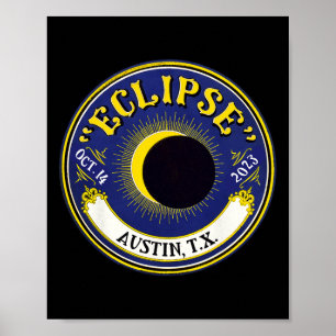 Póster Eclipse solar anual Austin Texas Family Travel T
