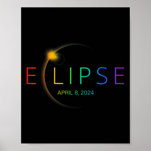 Póster Eclipse solar arco iris 2024 Eclipse solar total 4