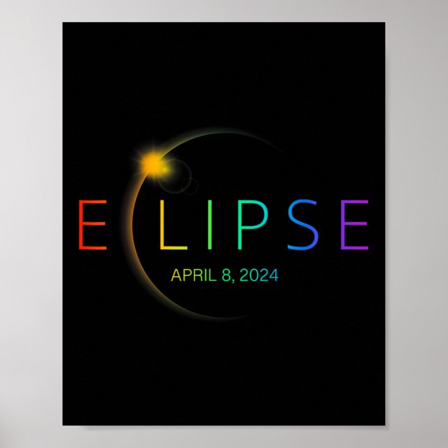 Póster Eclipse solar arco iris 2024 Eclipse solar total 4 (Frente)