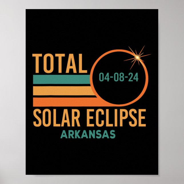 Póster Eclipse solar Arkansas Abril 8 2024 Total (Frente)