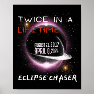Póster Eclipse Solar Chaser 2024 Divertido Dos Veces En U