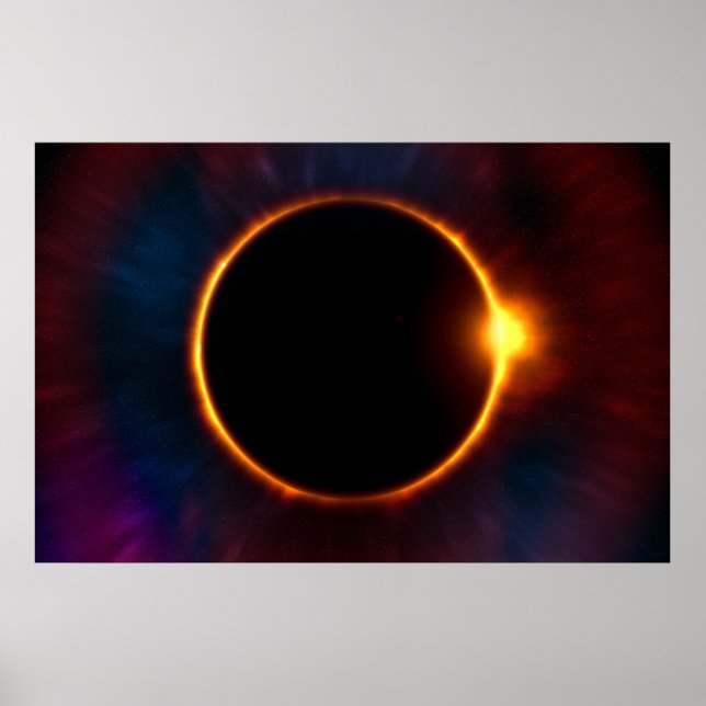 Póster Eclipse solar completo w. ¡Corona Visible! (Frente)