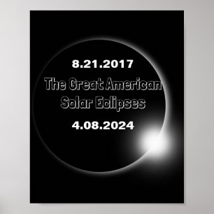 Póster Eclipse solar con doble fecha 2024 & 2017