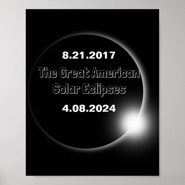 Póster Eclipse solar con doble fecha 2024 & 2017 (Frente)