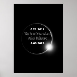 Póster Eclipse solar con doble fecha 2024 & 2017