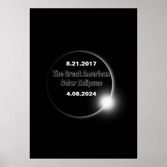 Póster Eclipse solar con doble fecha 2024 & 2017 (Frente)