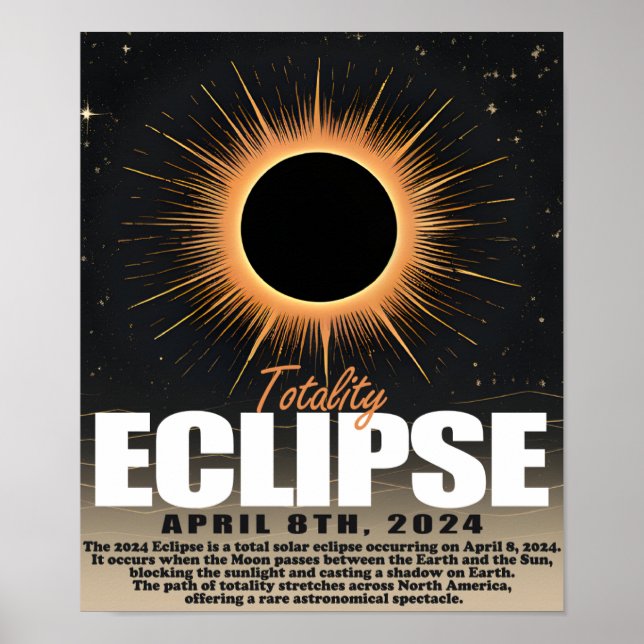 Póster Eclipse solar de 2024 (Frente)