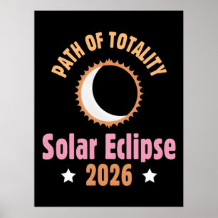 Póster Eclipse solar de 2026 camino de totalidad