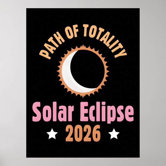 Póster Eclipse solar de 2026 camino de totalidad (Frente)