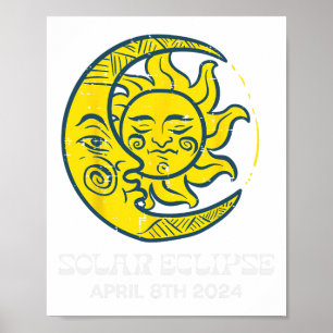 Póster Eclipse solar de luna 2024 Totalidad Abril 8 Mujer