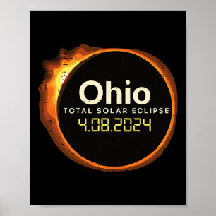 Póster Eclipse solar de Ohio 2024 Totalidad Abril 8 Hombr