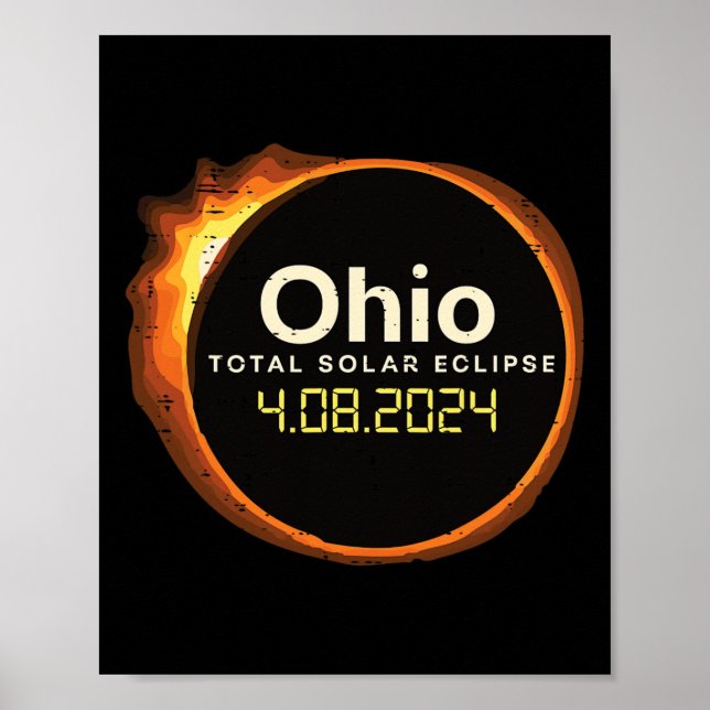 Póster Eclipse solar de Ohio 2024 Totalidad Abril 8 Hombr (Frente)