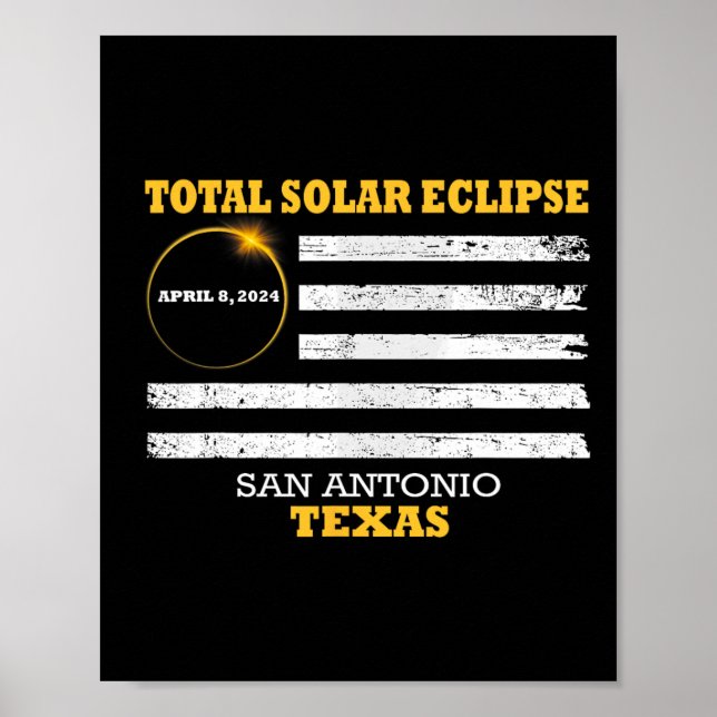 Póster Eclipse solar de San Antonio 2024 040824 (Frente)