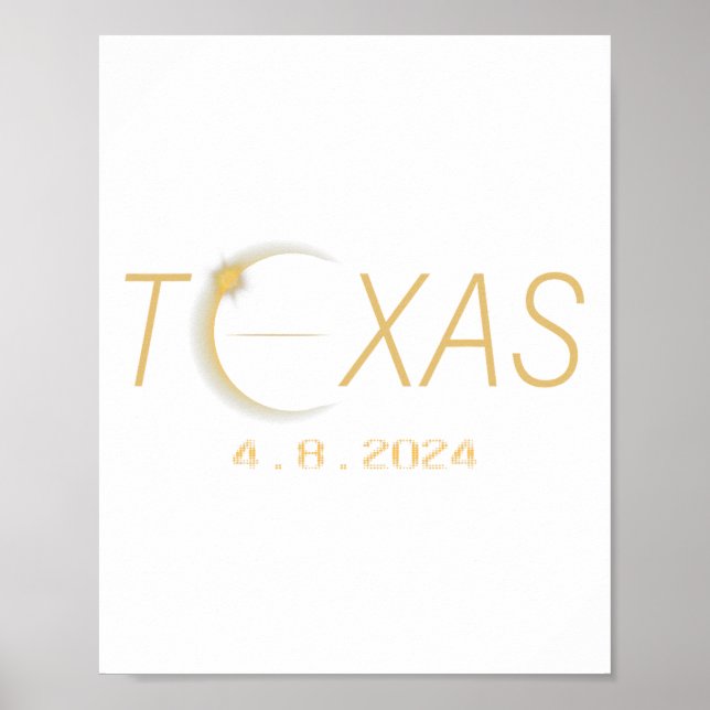 Póster Eclipse solar de Texas 2024 eclipse solar total (Frente)