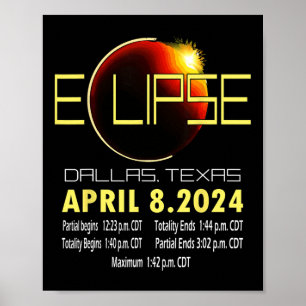 Póster Eclipse solar de Texas 2024 Funny Eclipse Solar en