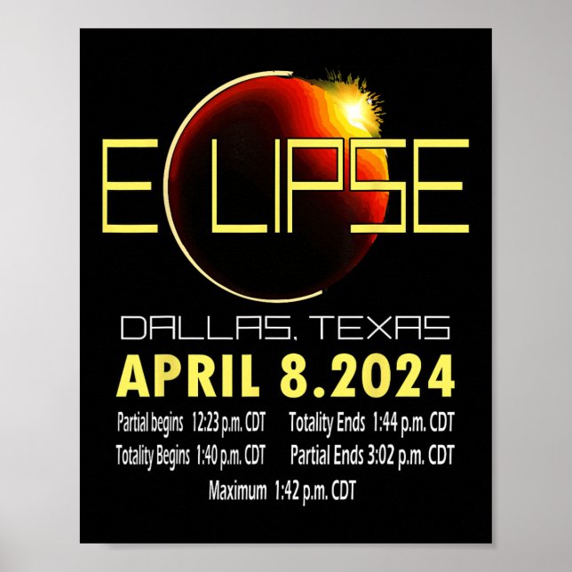 Póster Eclipse solar de Texas 2024 Funny Eclipse Solar en (Frente)