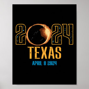 Póster Eclipse solar de Texas 2024 Totalidad Abril 8 Homb