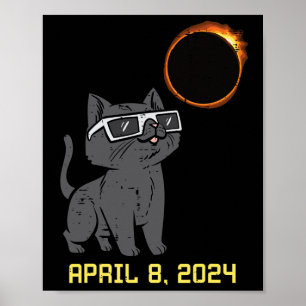 Póster Eclipse solar del gato 2024 Totalidad Abril 8 Muje
