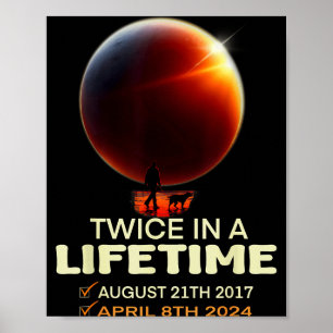 Póster Eclipse Solar Divertido Dos Veces en la Vida Solar