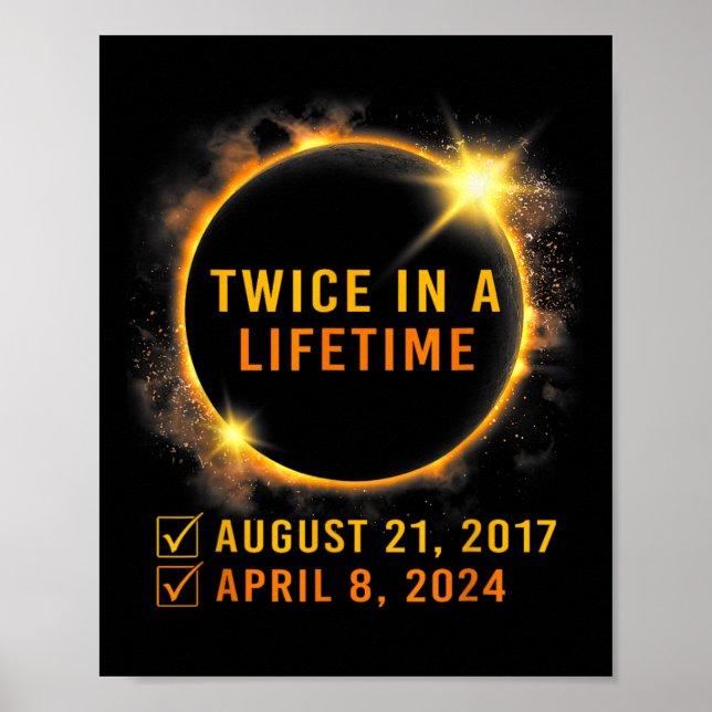 Póster Eclipse Solar Dos Veces En Eclipse Solar 2024 (Frente)