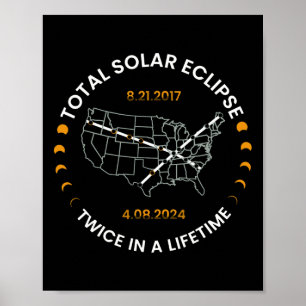 Póster Eclipse Solar Dos Veces En La Vida 2024 Total Sola