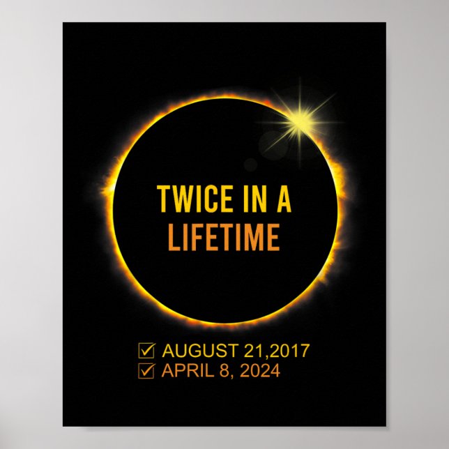 Póster Eclipse Solar Dos Veces En Un Eclip Solar 2024 (Frente)