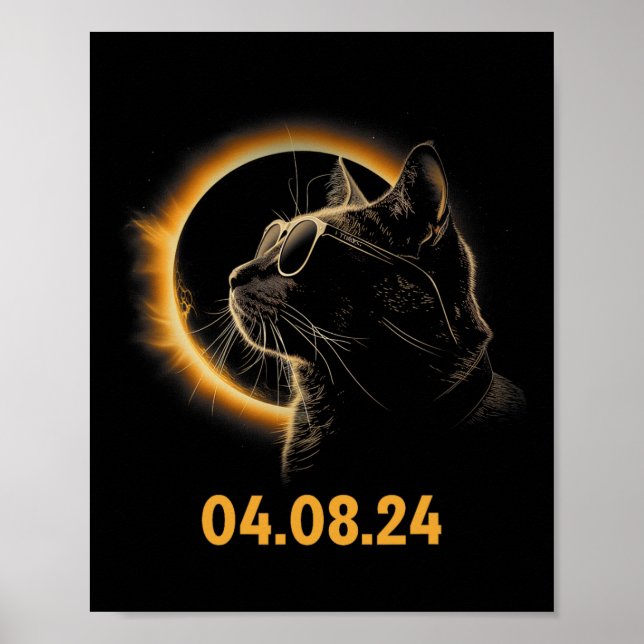 Póster Eclipse solar Eclipse Cat Eclipse Solar Glasses Fu (Frente)