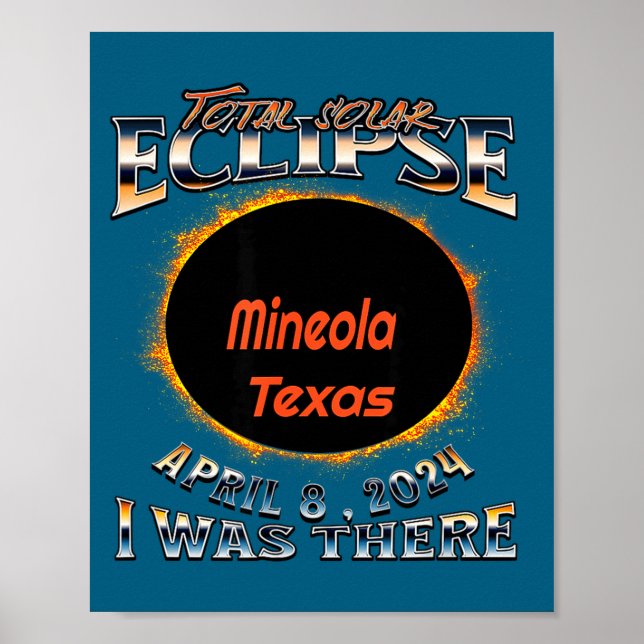 Póster Eclipse solar en Mineola Texas allí (Frente)