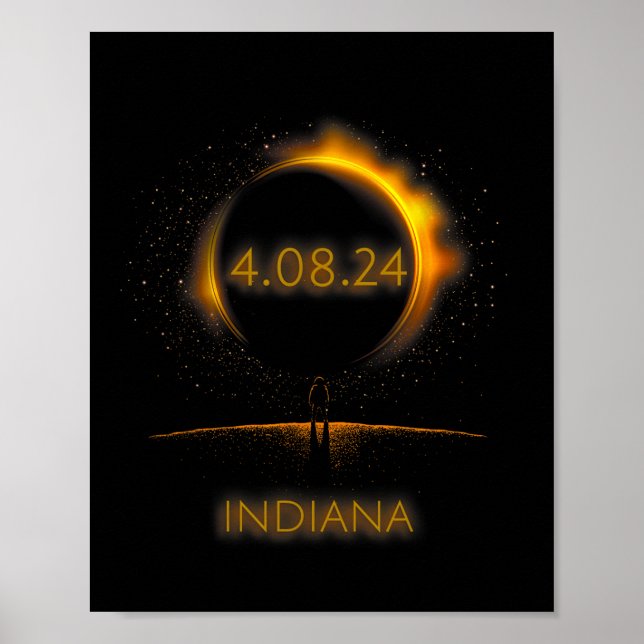 Póster Eclipse solar estadounidense - 4.08.24 Indiana Sou (Frente)