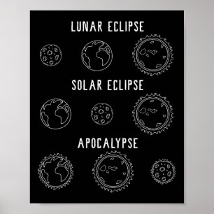 Póster Eclipse solar lunar astronomía apocalíptica cienci