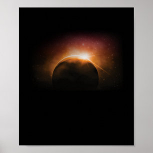 Póster Eclipse solar Nebula Stars Galaxy Earth Moon