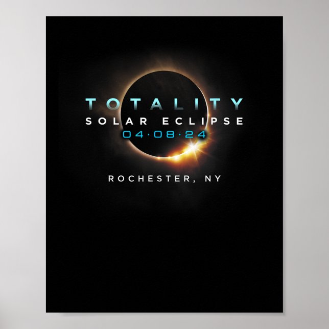 Póster Eclipse solar oficial 2024 Rochester (Frente)