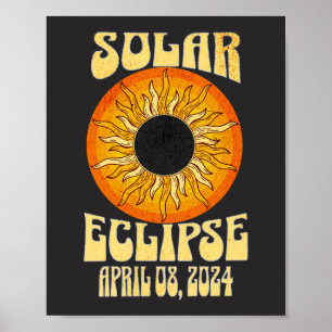 Póster Eclipse solar retro Eclipse total 8 de abril de 20