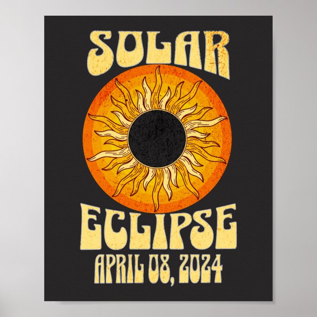 Póster Eclipse solar retro Eclipse total 8 de abril de 20 (Frente)