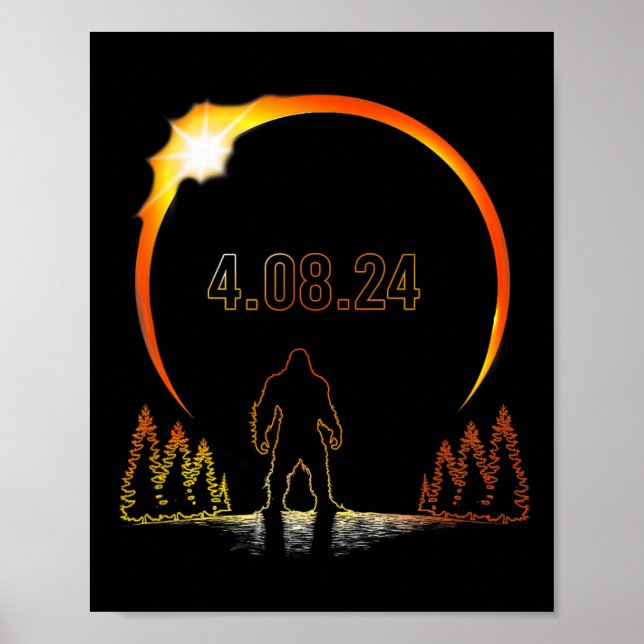 Póster Eclipse solar saquatch Totalidad 2024 Eclipse (Frente)