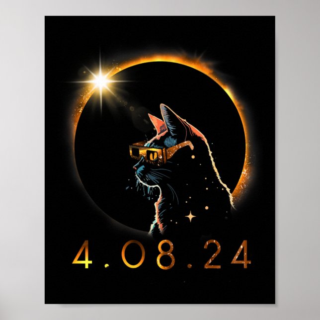 Póster Eclipse Solar T Gato Con Glass De Eclipse Solar (Frente)