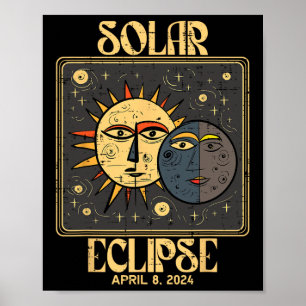 Póster Eclipse solar Tarot 8 de abril de 2024 Totalidad d