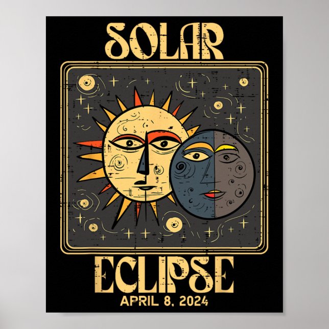 Póster Eclipse solar Tarot 8 de abril de 2024 Totalidad d (Frente)
