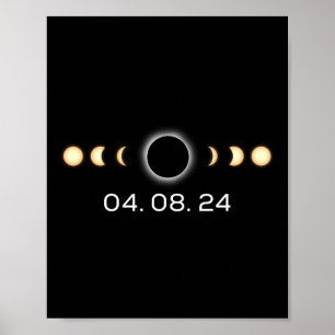 Póster Eclipse solar total 04.08.2024 Fases totales