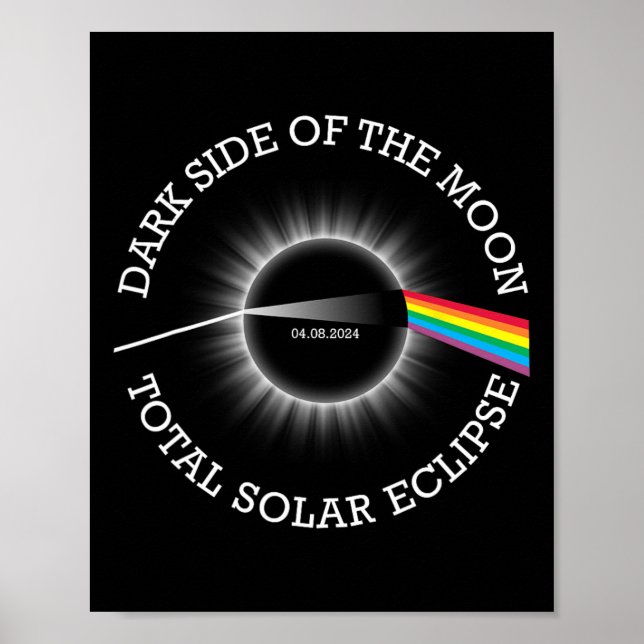Póster Eclipse solar total 04 08 24 Totalidad arcoiris Os (Frente)