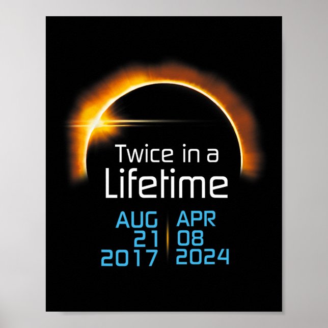 Póster Eclipse Solar Total 2024 2017 Totalidad Dos Veces  (Frente)