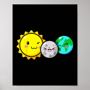 Póster Eclipse solar total 2024 Astronomía divertida kawa