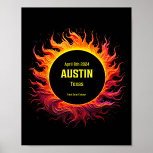 Póster Eclipse solar total 2024 Austin Texas