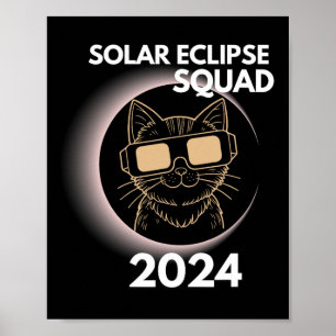 Póster Eclipse solar total 2024 Cat Moon Sun Earth abr