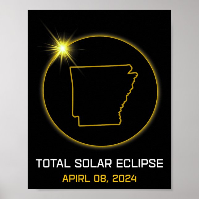 Póster Eclipse solar total 2024 El tour de Arkansas Total (Frente)