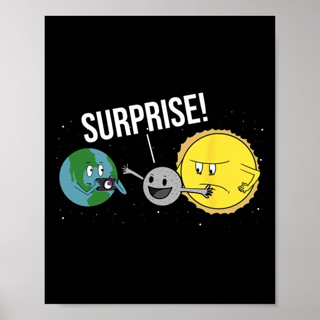 Póster Eclipse solar total 2024 Funny Personalizado Moon  (Frente)