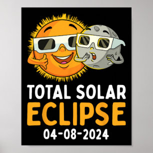 Póster Eclipse solar total 2024 Glasses Divertido Sol Lun