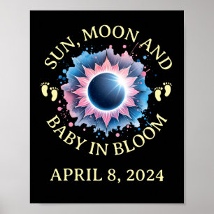 Póster Eclipse solar total 2024 Invitación de embarazo