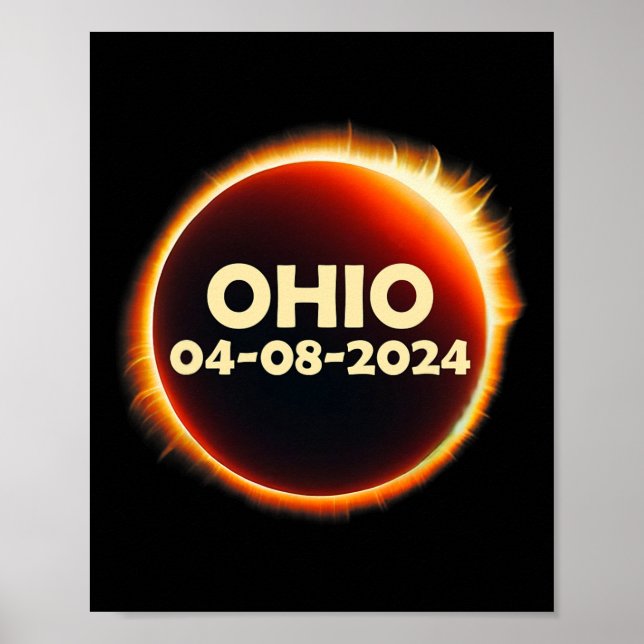 Póster Eclipse solar total 2024 Ohio (Frente)