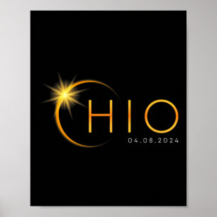 Póster Eclipse solar total 2024 Ohio estatal Totalidad Ab